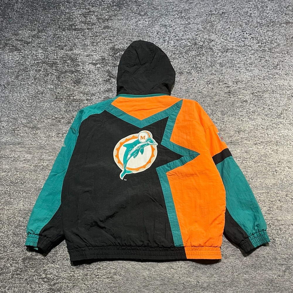 Vintage Miami Dolphins Hooded Puffer‎ Jacket Mens XL 90s Apex One Pro Line NFL